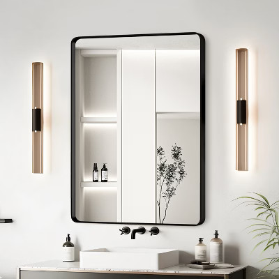 Dexmalle 20x30 Inch Black Aluminium Frame Bathroom Mirror | Target