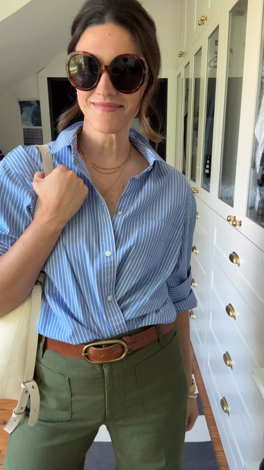 My heart will always love the combo of sky blue and grassy green. Loving my “big shirt” from #gap (I sized up for a roomy fit) and these pants from #anthropologie I now have in two colors. Love the cut and there’s lots of stretch, so they’re a good comfy option for day-to-day  

#LTKSeasonal #LTKVideo #LTKOver40