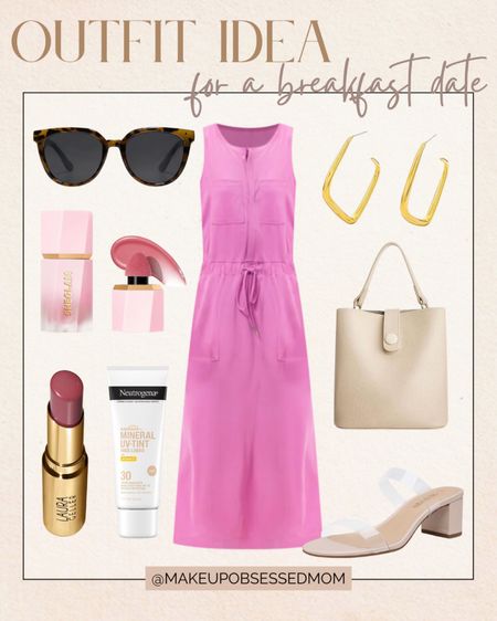 Stay effortlessly chic this spring or summer with this breakfast date outfit idea! A purple midi belted dress paired with leopard sunglasses, white handbag, clear heels, and more! 
#casuallook #springfashion #capsulewardrobe #womenover50

#LTKShoeCrush #LTKItBag #LTKStyleTip