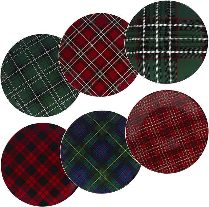Certified International 22925SET6 Christmas Plaid 10.75" Dinner Plate, Set of 6 Assorted Designs,... | Amazon (US)
