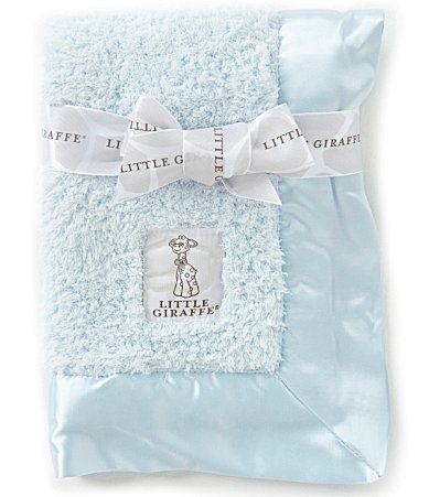 Little Giraffe Baby Satin Trim Chenille Blanket - Blue | Dillards