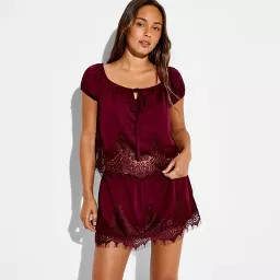 Women's Lace Trim Skort - Wild Fable\u2122 Burgundy XXS | Target