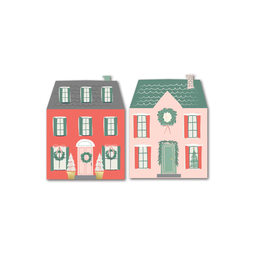 Village Christmas Houses Shaped Paper Dinner Napkins | Ellie and Piper