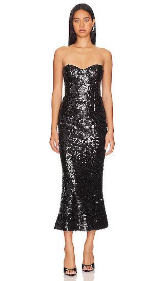Betty Dress in Black | Sequin Midi Dress Black Sparkly Dress Black Sparkle Dress Sparkly Outfit | Revolve Clothing (Global)