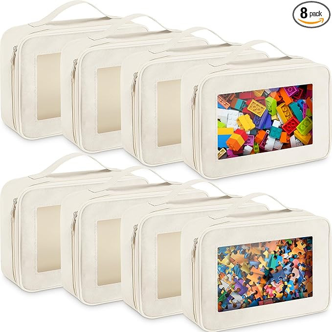 Abbylike 8 Pack Toys Storage Bags with Handle and Clear PVC Window, Classic Bricks Building Set O... | Amazon (US)
