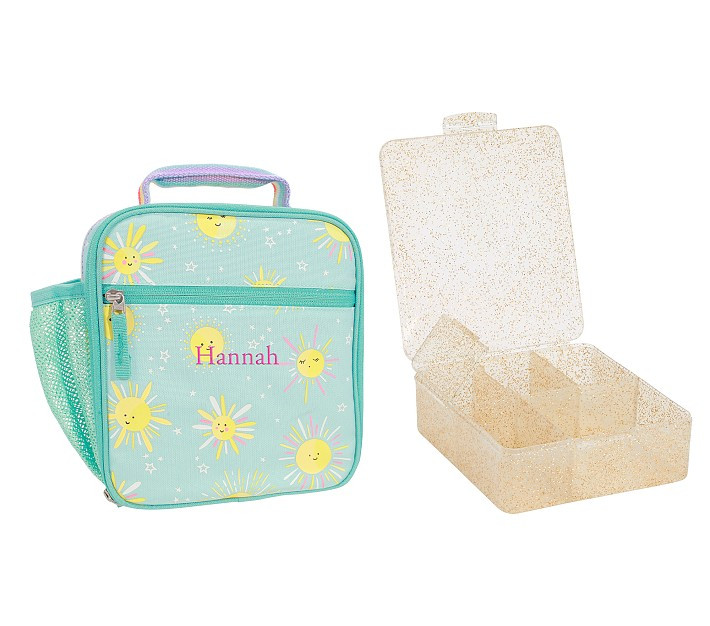 Mackenzie Aqua Sunshine Glow-in-the-Dark Lunch & Bento Bundle, Set of 2 | Pottery Barn Kids
