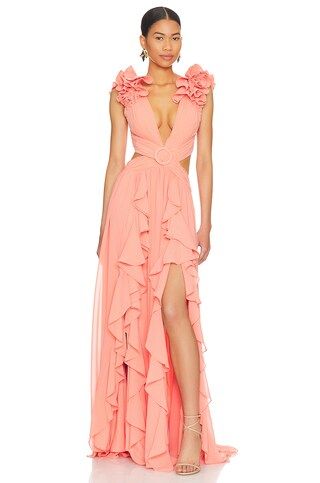 PatBO Flutter Sleeve Maxi Dress in Apricot from Revolve.com | Revolve Clothing (Global)