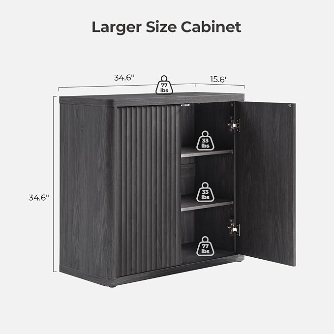 SICOTAS Buffet Cabinet with Storage Sideboard Accent Modern Credenza with Doors & Shelves Fluted ... | Amazon (US)