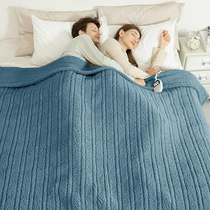 Electric Blanket Queen Size Single Control - Soft Double Sided Sherpa Heated Blanket with 6 Fast ... | Amazon (US)