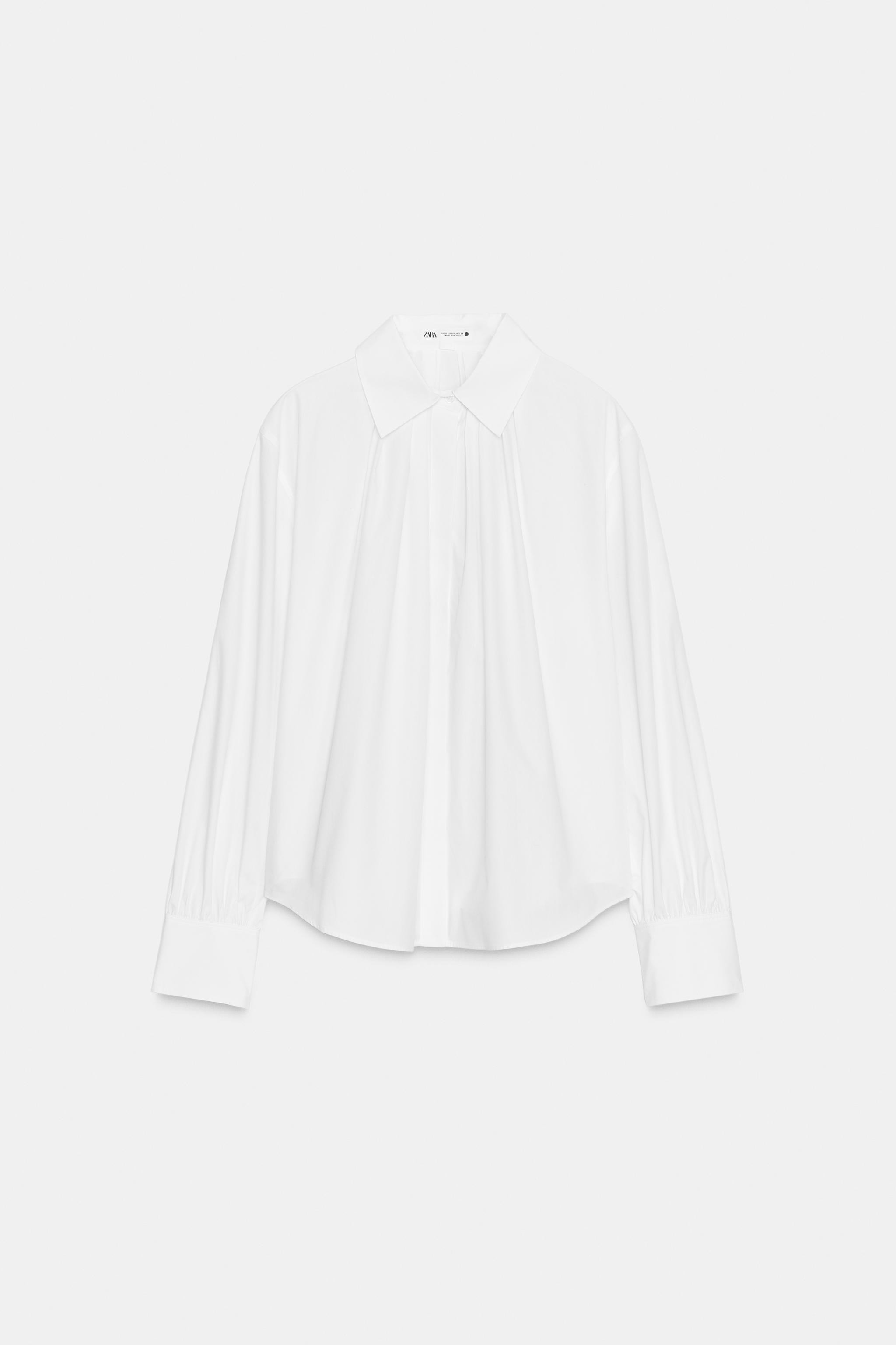 ZW COLLECTION POPLIN PLEATED SHIRT | Zara US