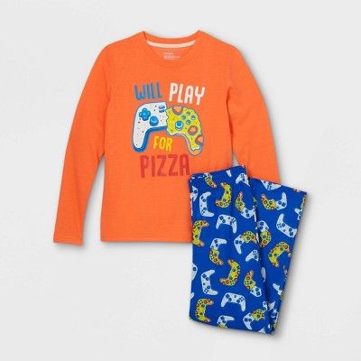Boys' 2pc 'Pizza' Long Sleeve Pajama Set - Cat & Jack™ Orange | Target
