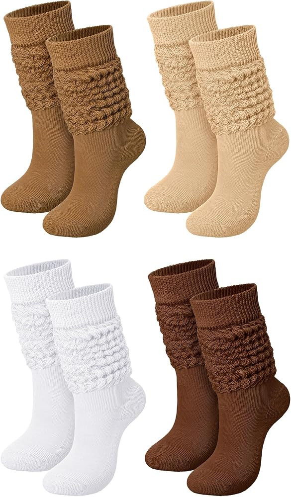 Janmercy 4 Pairs Slouch Socks for Women Bulk Stacked Socks Boot Socks 80s 90s Neon Slouch Socks K... | Amazon (US)
