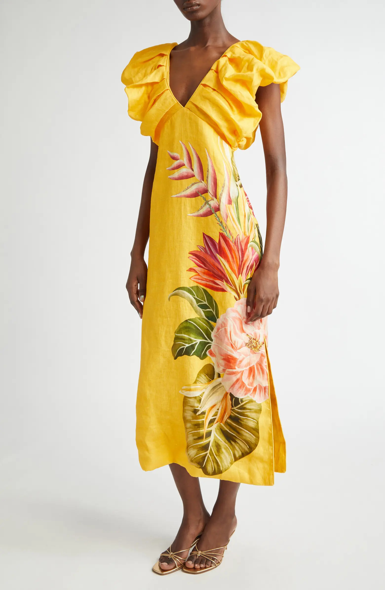 Spring Awakening Placed Floral Linen Dress | Nordstrom