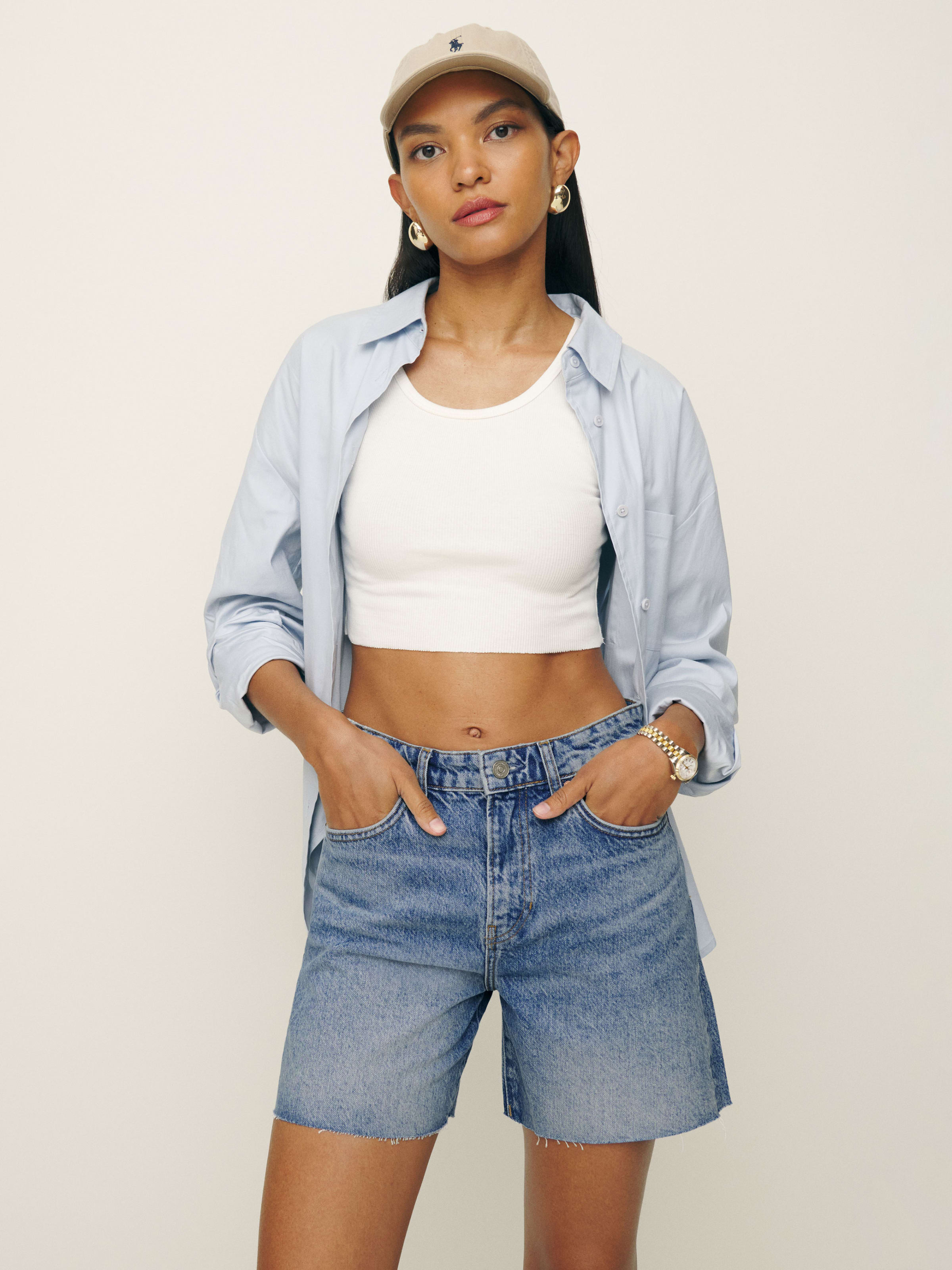 Raye Mid Rise Relaxed Jean Shorts | Reformation (Global)