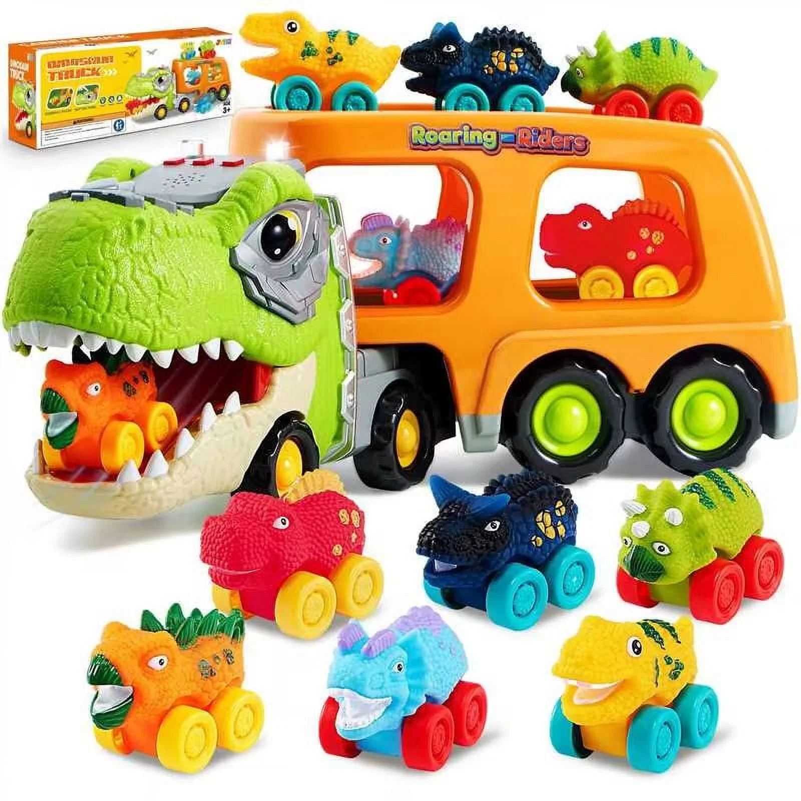 Joyfy Dinosaur Truck Toys, Carrier Truck Toys with 6 Rubber Car Vehicles, Birthday Gift for Kids ... | Walmart (US)