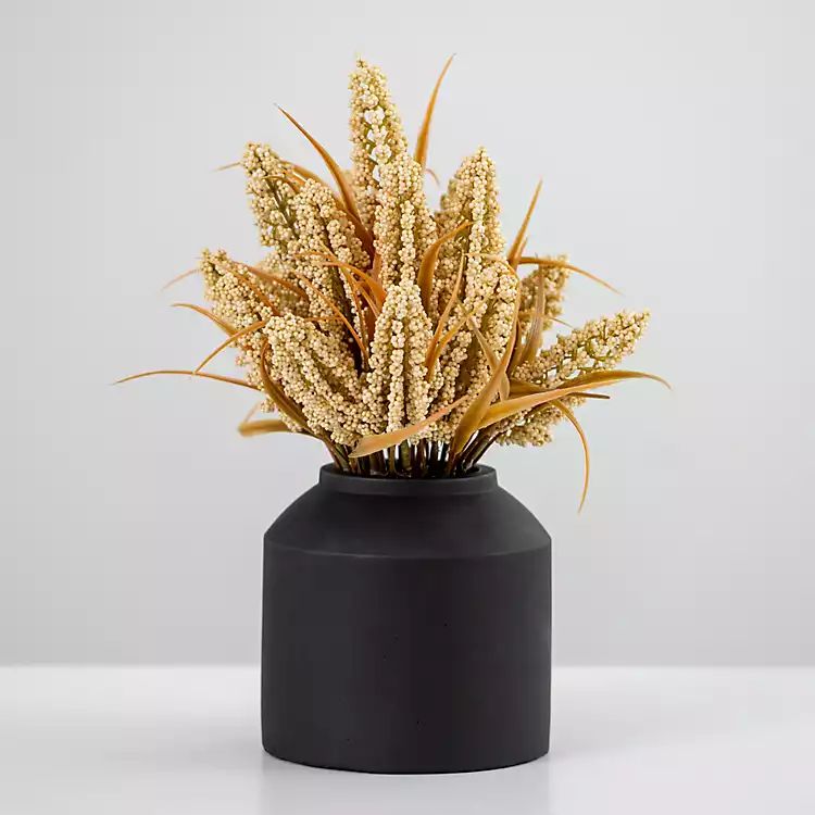 Cream Wheat Arrangement in Black Vase | Kirkland's Home