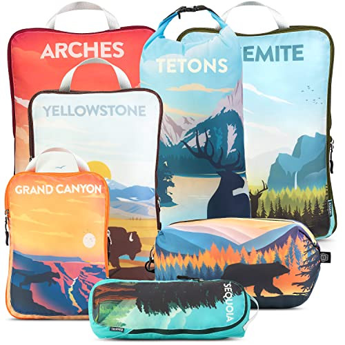 Packing Cubes for Travel-Extra Large Luggage Organizers 7 Piece Set-Ultralight, Expandable/Compression Bags for Clothes by TRIPPED Travel Gear (National Parks) | Amazon (US)