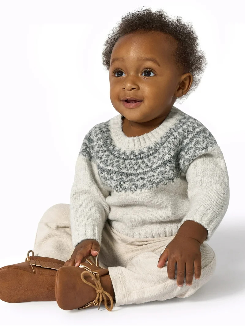 Modern Moments by Gerber Baby Boy Raglan Sleeve Fairsle Sweater, Sizes 0/3 Months - 24 Months | Walmart (US)
