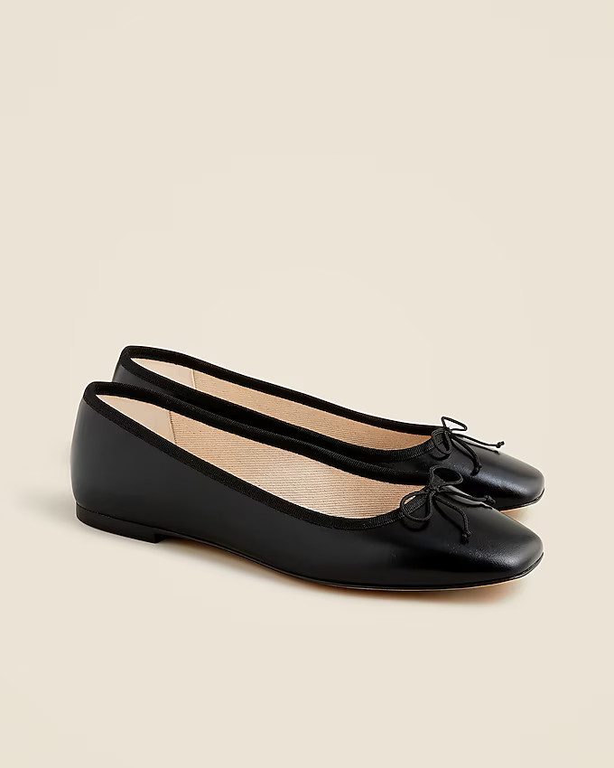 Quinn square-toe ballet flats in leather | J. Crew US