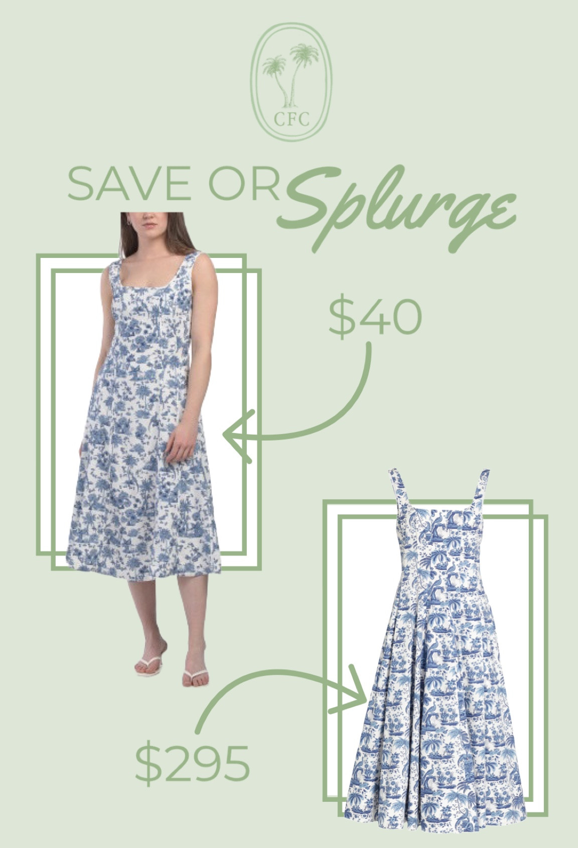 Save on this look-a-like Staud dress in a blue chinoiserie floral. This linen blend dress with square neckline is perfect for spring and summer!  