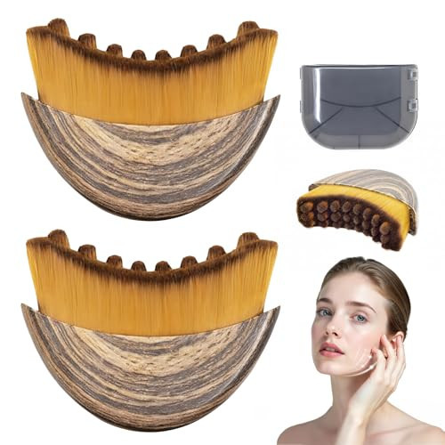 2 PCS Lymphatic Contour Face Brush, Manual Lymphatic Drainage Massager, Natural Makeup Brushes with Durable Soft Bristles, Hypoallergenic Ergonomic Facial Cleansing Brush for Sculpting | Amazon (US)