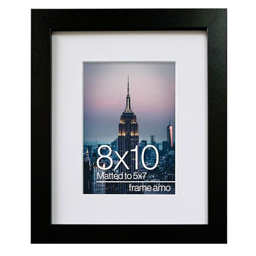 Frame Amo 8x10 Black Picture Frame with 4.5x6.5 White Mat Opening for 5x7 Image, 1 Inch Border, Acrylic Face, for Wall or Table | Amazon (US)