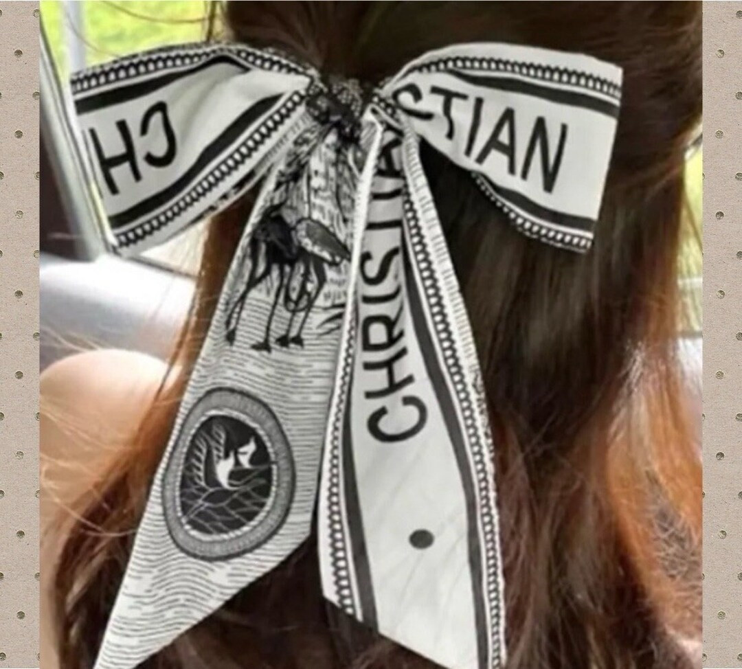 Classy Black and White Skinny Scarf, Hair Ribbon, Neckerchief, Handbag Accessory, Wrist Wrap, Lux... | Etsy (US)