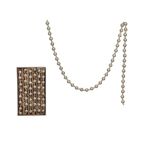 Creative Co-Op Glass Bead Garland in Kraft Box, Brushed Gold Finish | Amazon (US)
