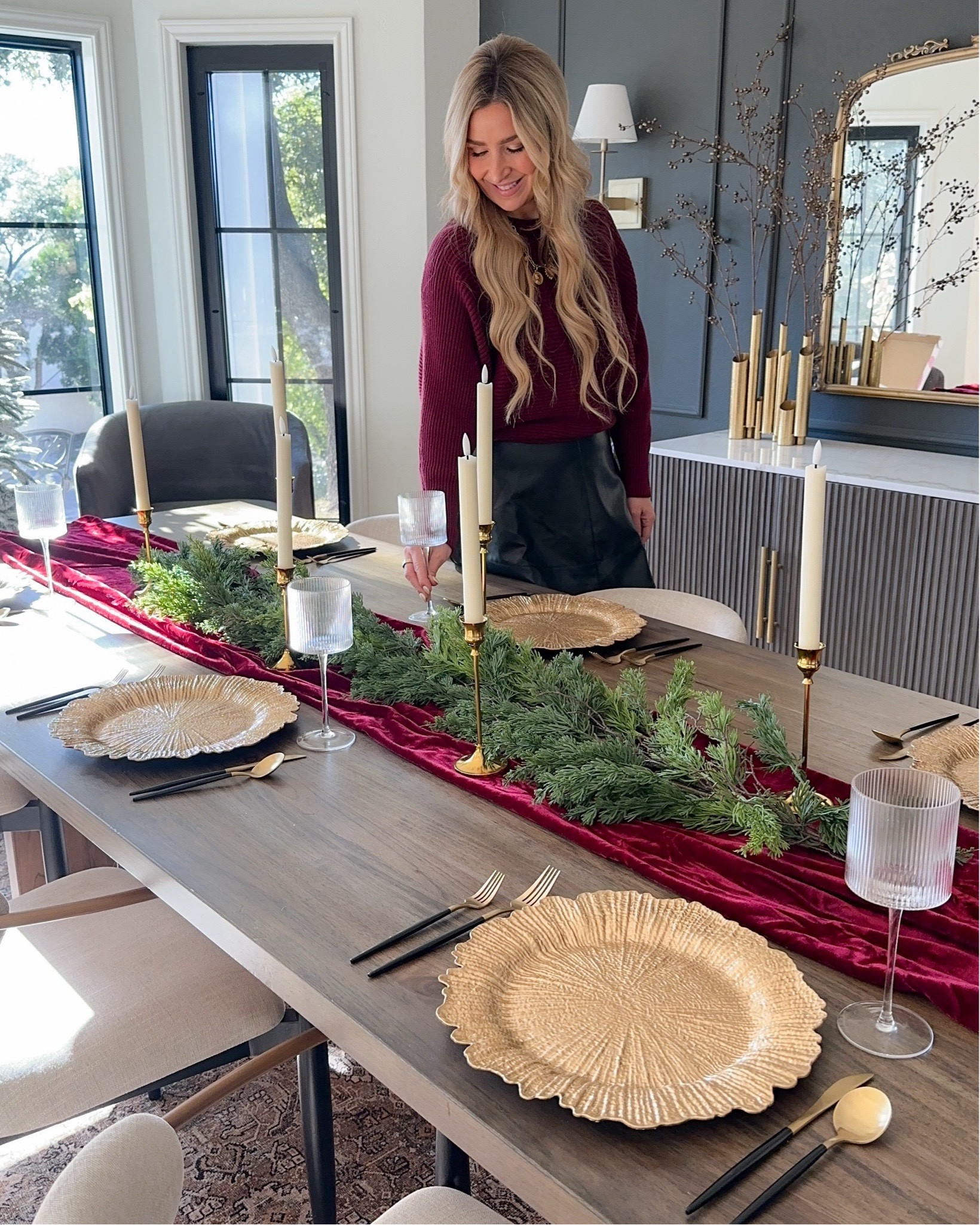 Christmas Tablescape

Traditional decor  Christmas decor  table runner  Christmas dining room  Christmas home  holiday home  gold plates  table runner  faux greenery  candles  candle holder  Christmas decor  TheSmittenCollective 

#LTKStyleTip #LTKHoliday #LTKHome