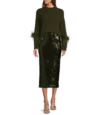 Antonio Melani Iman Sequin High Rise Pencil Midi Skirt | Dillard's | Dillard's