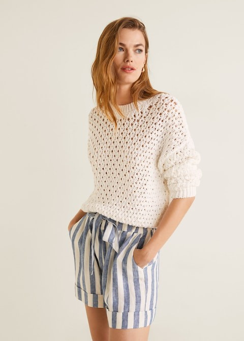Bow linen short | MANGO (US)