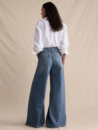 High-Rise Wide-Leg Lightweight Palazzo Jean | Banana Republic (US)