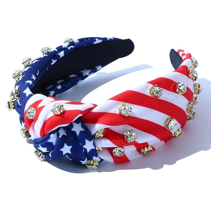 CULHEITE Knotted Headband USA Flag Rhinestone Independence Day July 4th Crystal Fashion Holiday S... | Amazon (US)