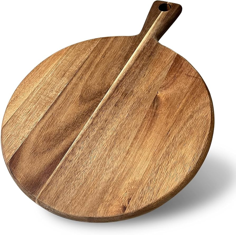 Wood Pizza Peel, 12 inch Cutting Board, Cheese Paddle Board, Bread and Crackers Platter for Servi... | Amazon (US)