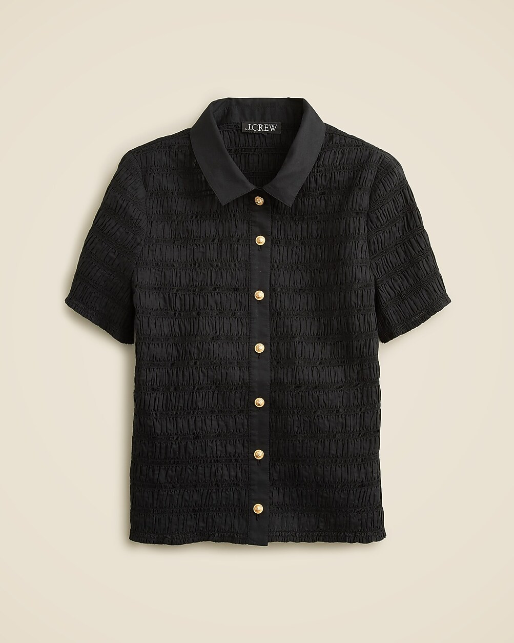 Smocked button-up shirt in cotton-blend voile | J. Crew US