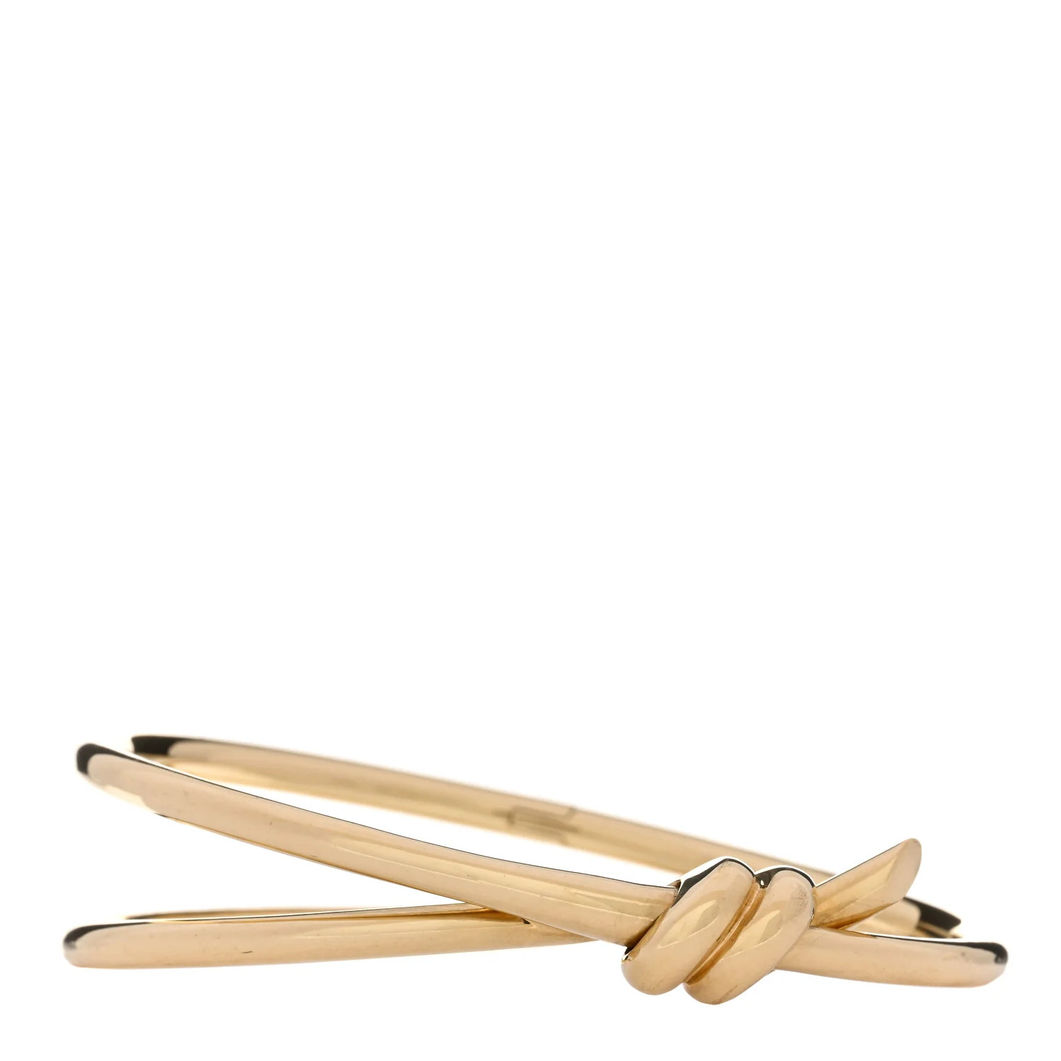 18K Yellow Gold Double Row Knot Hinged Bangle Bracelet | FASHIONPHILE (US)