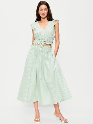Smocked-Waist Midi Skirt | Old Navy (US)