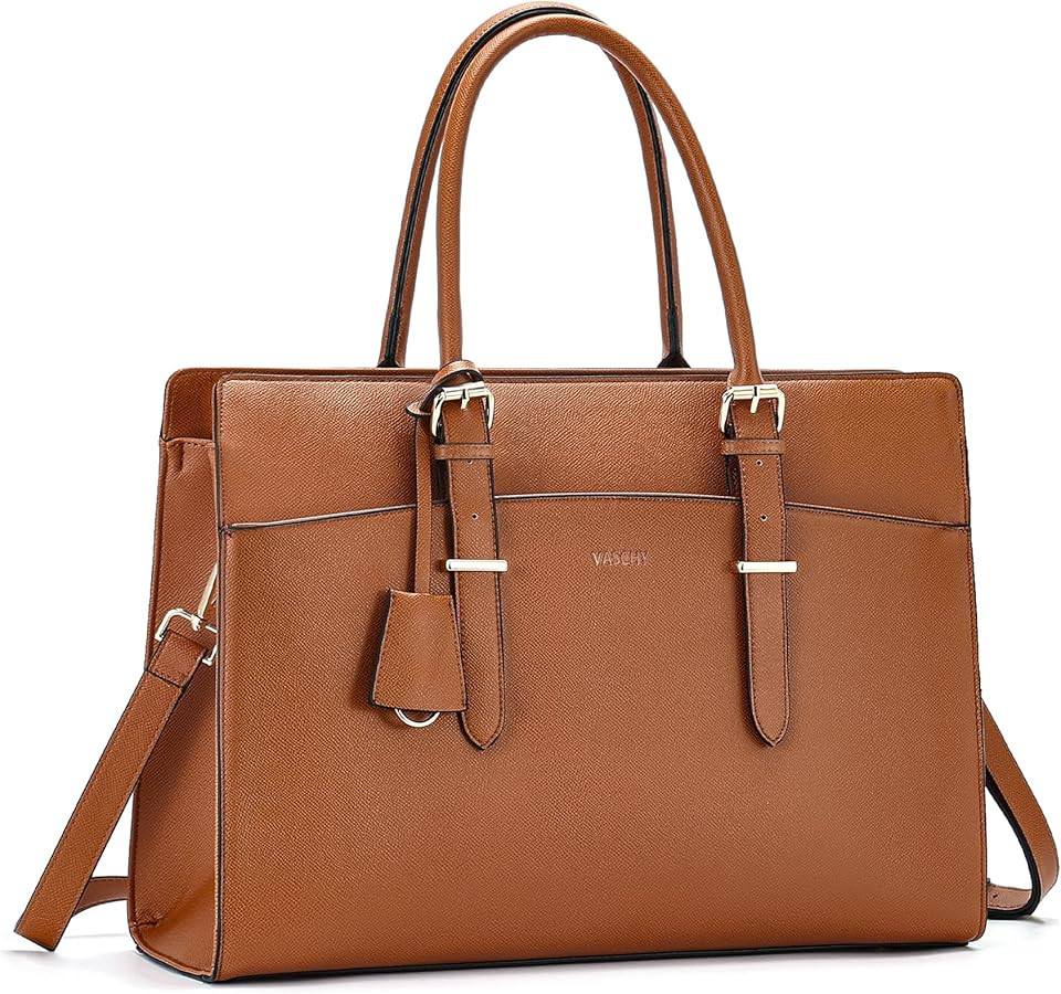 VASCHY Laptop Bag for Women, Vegan Leather 15.6 Inch Computer Large Work Tote Purse Business Brie... | Amazon (US)