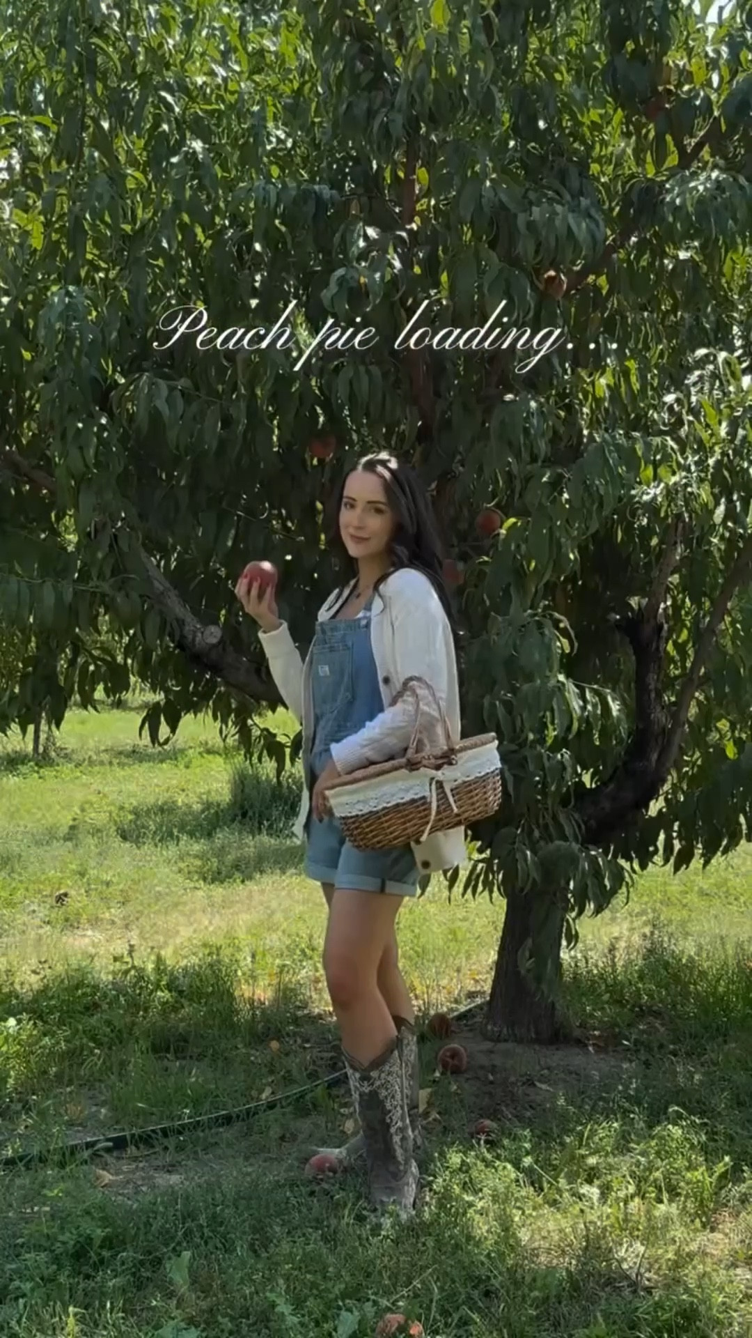 The end of a peach era 🍑🧺
.
.
.
.
Peach picking, fall orchard aesthetic, Pinterest outfit, peach season, overall shorts outfit, orchard outfit ideas, early fall outfit ideas #pinterestoutfit #peachpicking #orchard #outfitideasforyou #falloutfitinspo