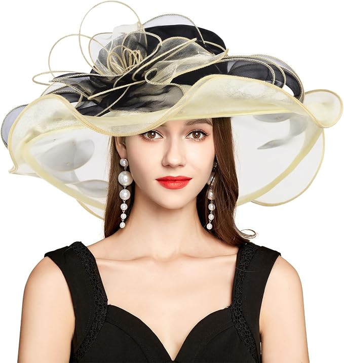 2026 Derby Hats for Women Ladies, Classy Organza Sun Hat, Church Tea Party Wedding Kentucky Fasci... | Amazon (US)