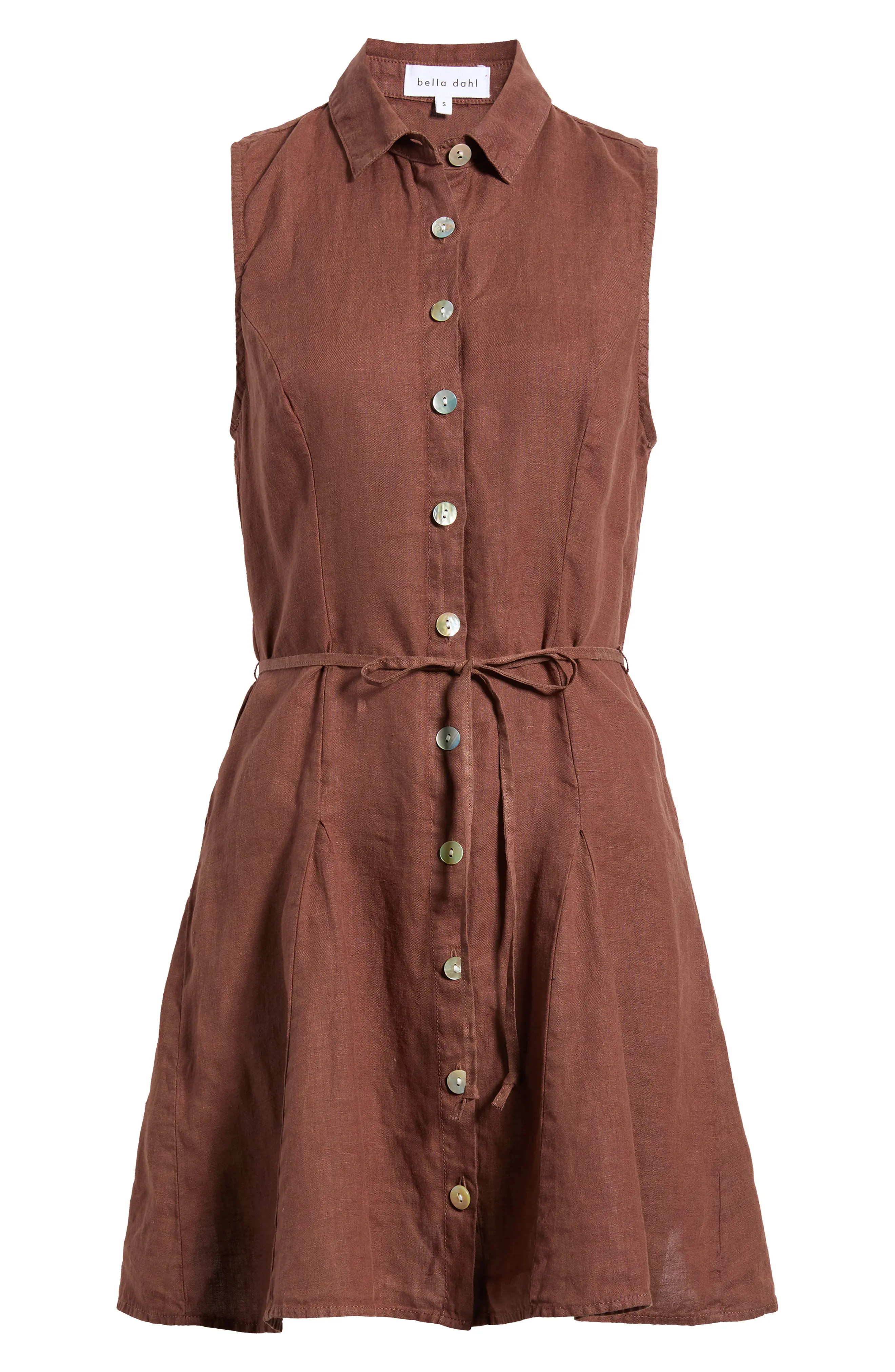 Sleeveless Tie Waist Linen Minidress (Women) | Nordstrom | Nordstrom