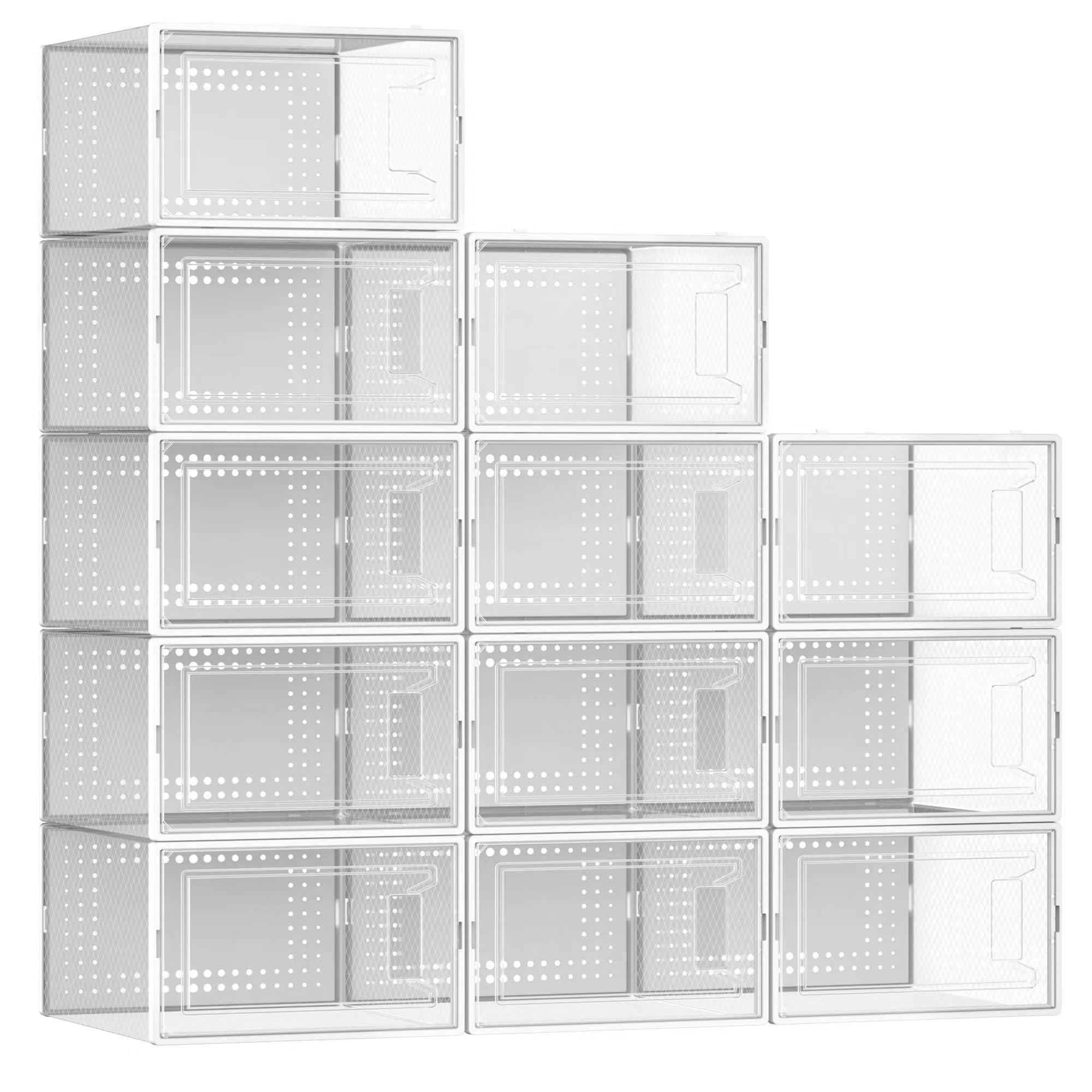 Secret Space 12 Pack X Large Shoe Organizer Storage Boxes for Closet, Modular Space Saving Shoe B... | Amazon (US)