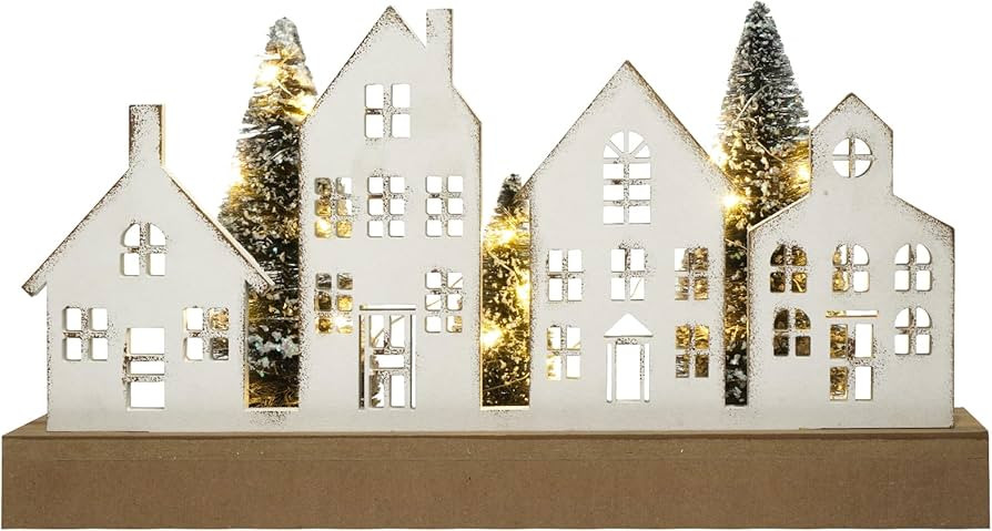 Christmas Decorations for Home Led Lighted Christmas Tree Decor with Timer Wooden Merry Christmas... | Amazon (US)