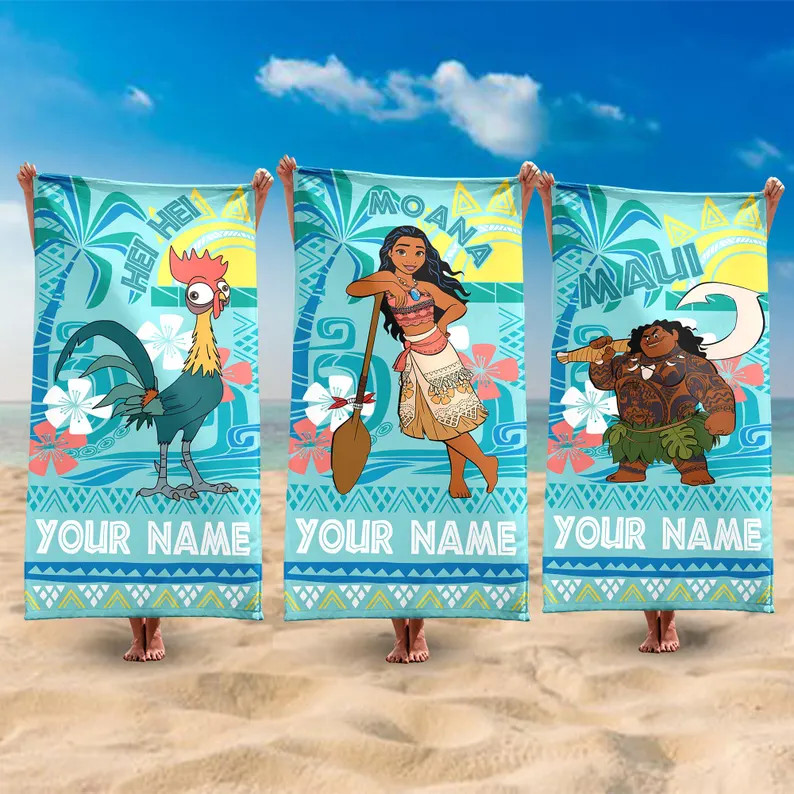 Custom Disney Moana Movie Beach Towel, Moana Pua Maui Beach Towel, Disney Beach Towel, Moana Char... | Etsy (US)