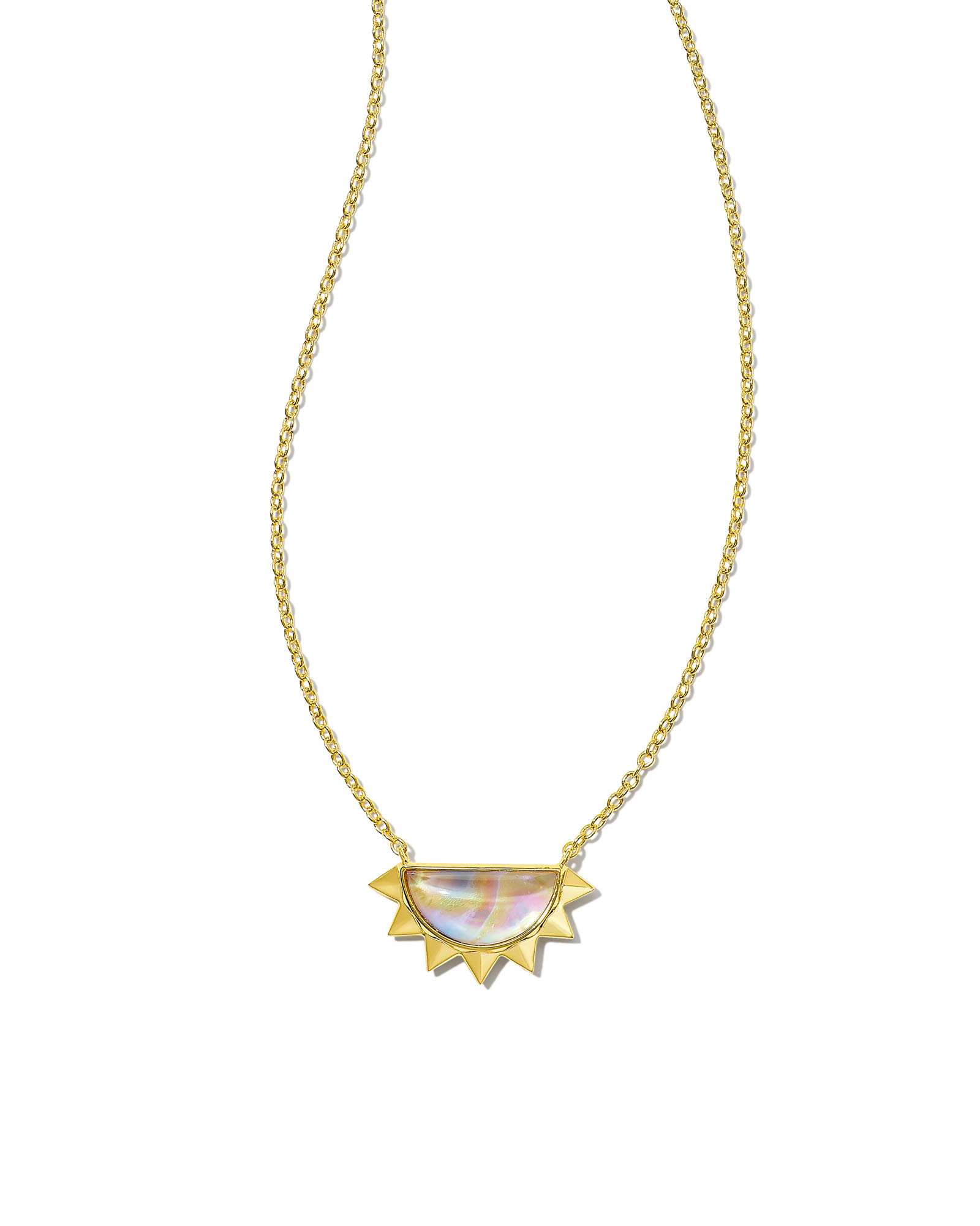 Sienna Gold Half Sun Pendant Necklace in Iridescent Abalone | Kendra Scott