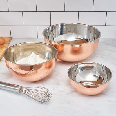 Copper Mixing Bowls - 3 Piece Bowl Set for Cooking, Baking, Serving, and Prepping - Copper Stainless Steel Mixing Bowls - Nesting Bowls - Kitchen Esse | Wayfair North America