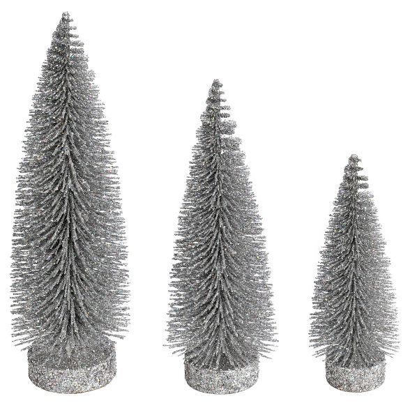 Vickerman Glitter Oval Pine Artificial Christmas Tree Set of 3 | Target