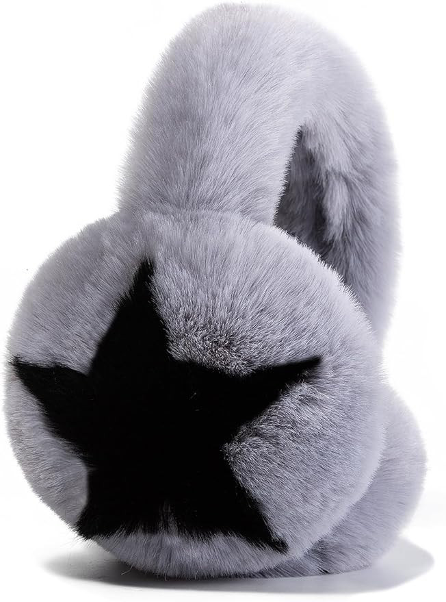 Fuzzy Earmuffs for Women Girls Foldable Trendy Star Pattern Ear Covers Plush Headband Outdoor Win... | Amazon (US)
