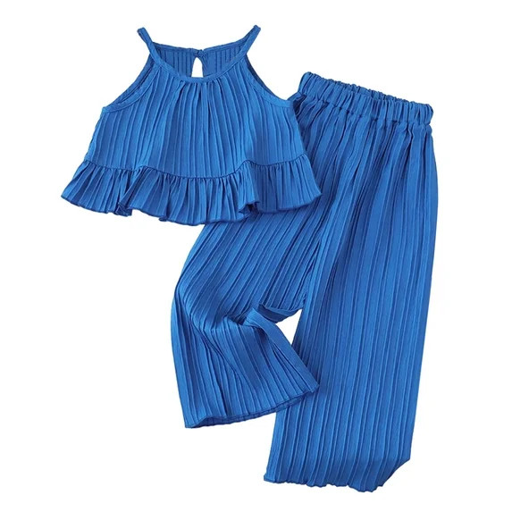 Utlike Girls Outfit Sets Baby Clothes Toddler Summer Outfits Sleeveless Ruffle Halt Er Tops Wide ... | Walmart (US)