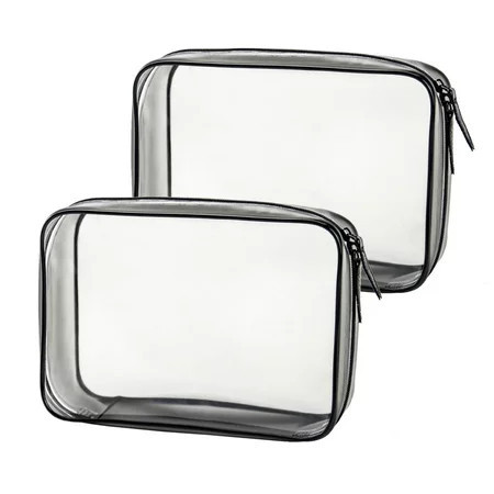 2pcs Clear Travel Toiletry Bag Makeup Cosmetic Bag Portable Waterproof Transparent Storage | Walmart (US)